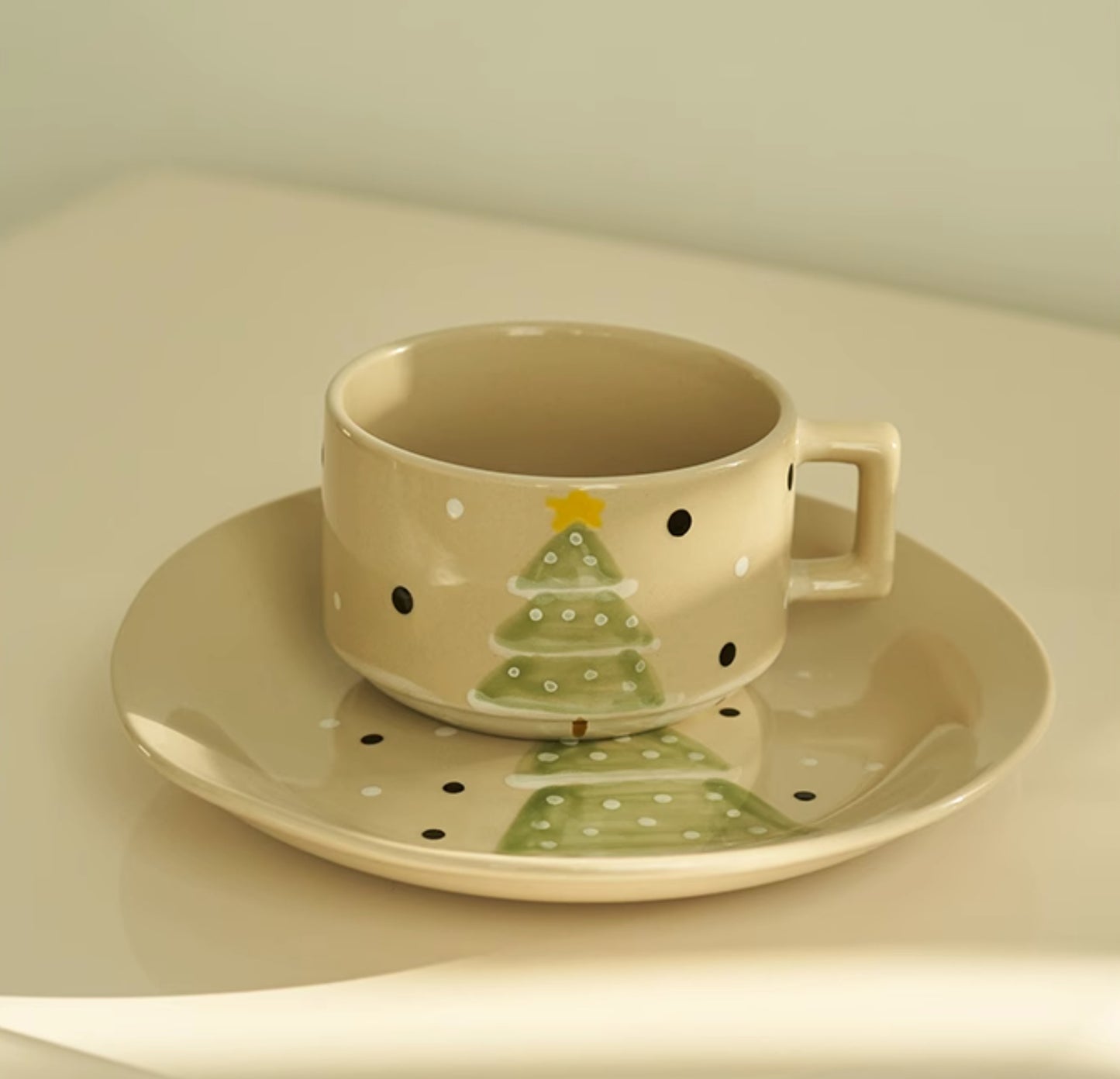 Christmas Tree Hand-painted Ceramic Mugs Plates Set - PeauleyHome