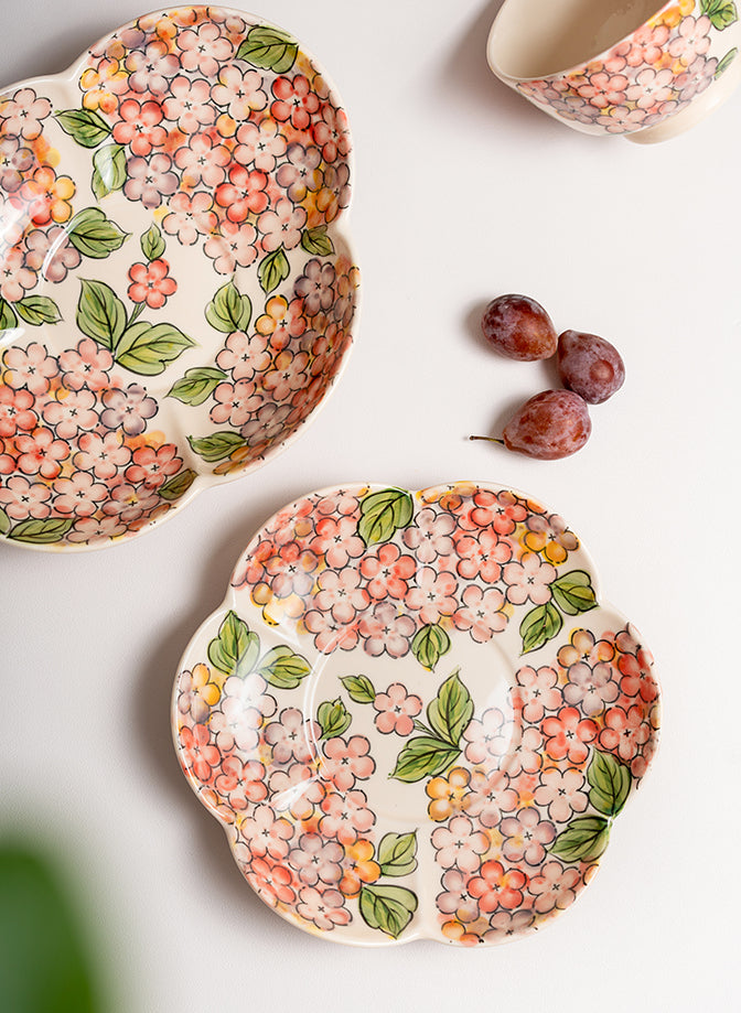 Beautiful Floral Ceramic Bowls Petal Plates - PeauleyHome