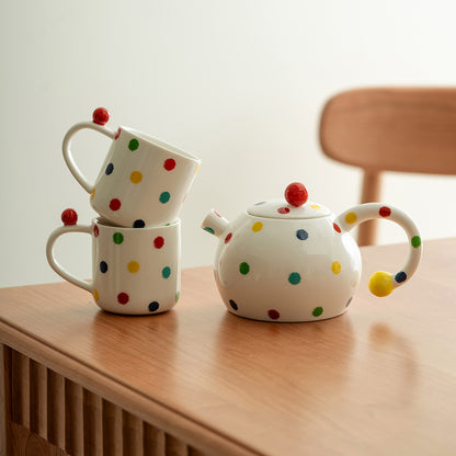 French Ceramic Pots Teapot and Teacups Set