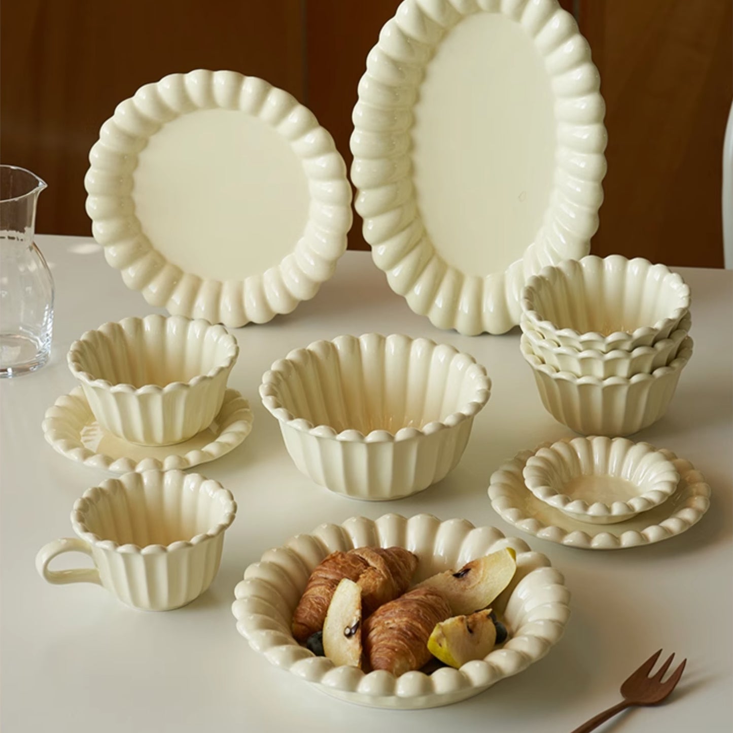 New Arrival Aesthetic Beige Ceramic Bowls Plates Mug