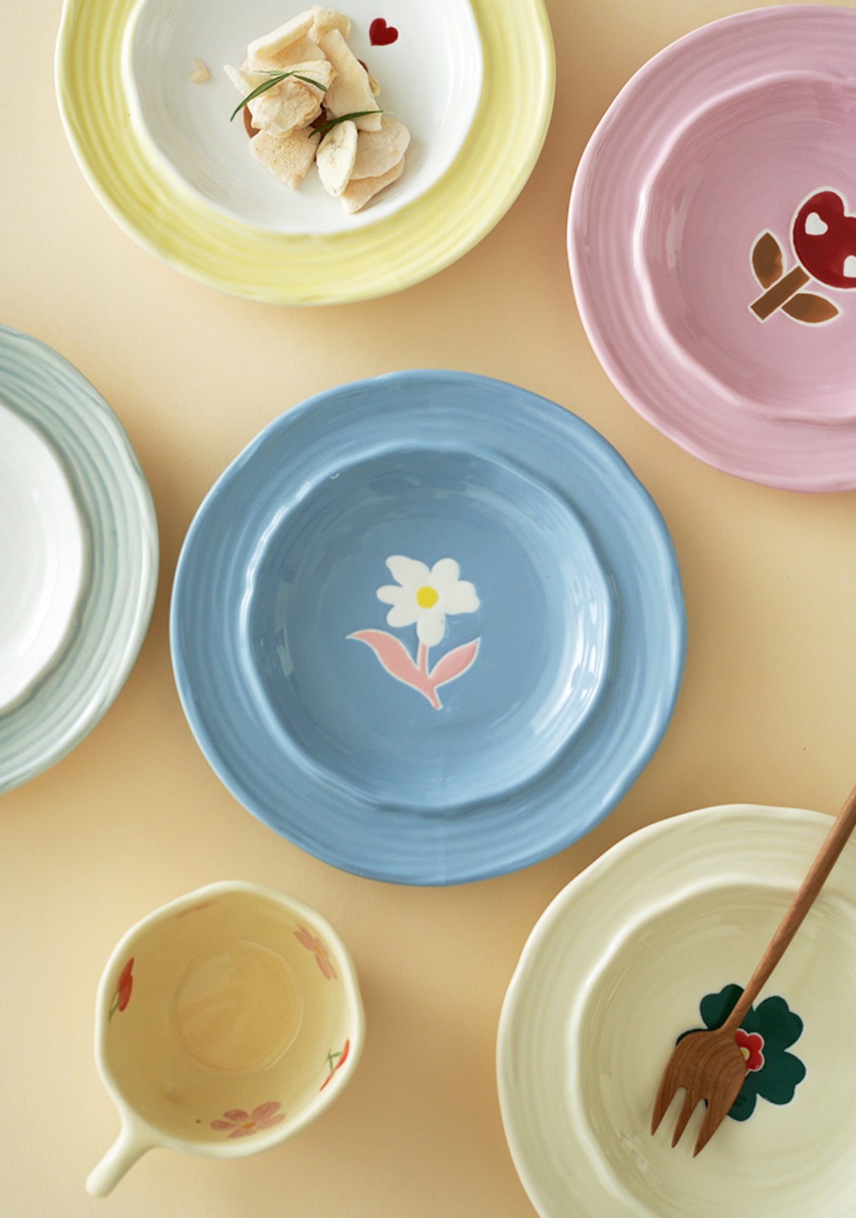 8 inches Floral Ceramic Dessert Plates - PeauleyHome