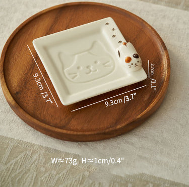 Japanese Cute 3D Cat Saucer Dish Sushi Dessert Plates - PeauleyHome