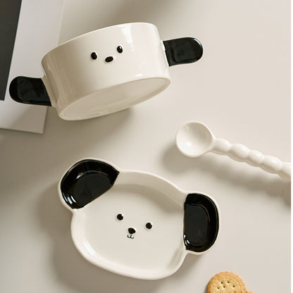 Cute Ceramic Plates Bowls with double Handles