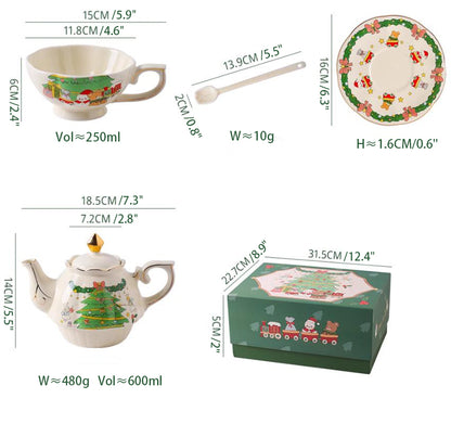 Christmas Series Ceramic Pot Coffee Mug Plate Set