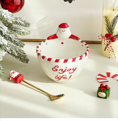 Santa Claus Ceramic Bowl - Underglaze Color Tableware
