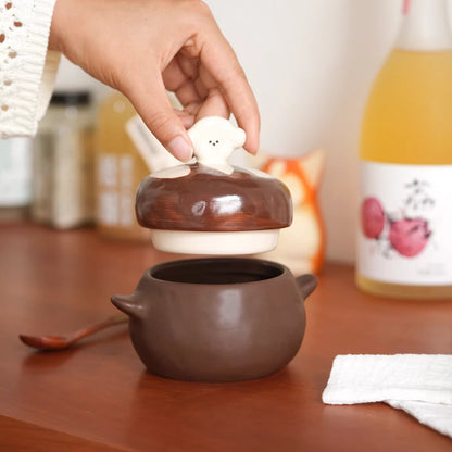 Ceramic Small Moisture-proof  Storage Jars with Doggie Lids