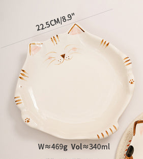 Lovely Cartoon Kitty Ceramic Bowls Plates Set - PeauleyHome