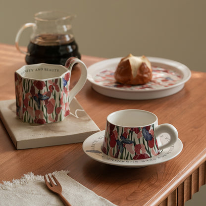 Exquisite Floral Ceramic Coffee Mug Set