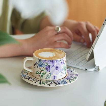 Delicate Floral Ceramic Coffee Mug Set