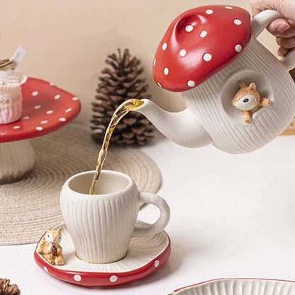 Adorable Mushroom Cartoon Ceramic Tablewares Bowls Plates Mugs Spoon