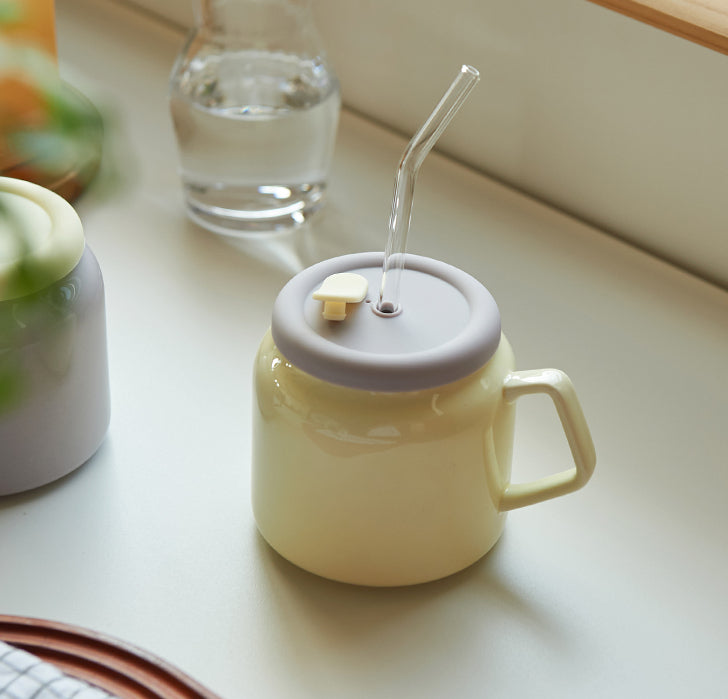 Ceramic Water Cup with Straw - PeauleyHome