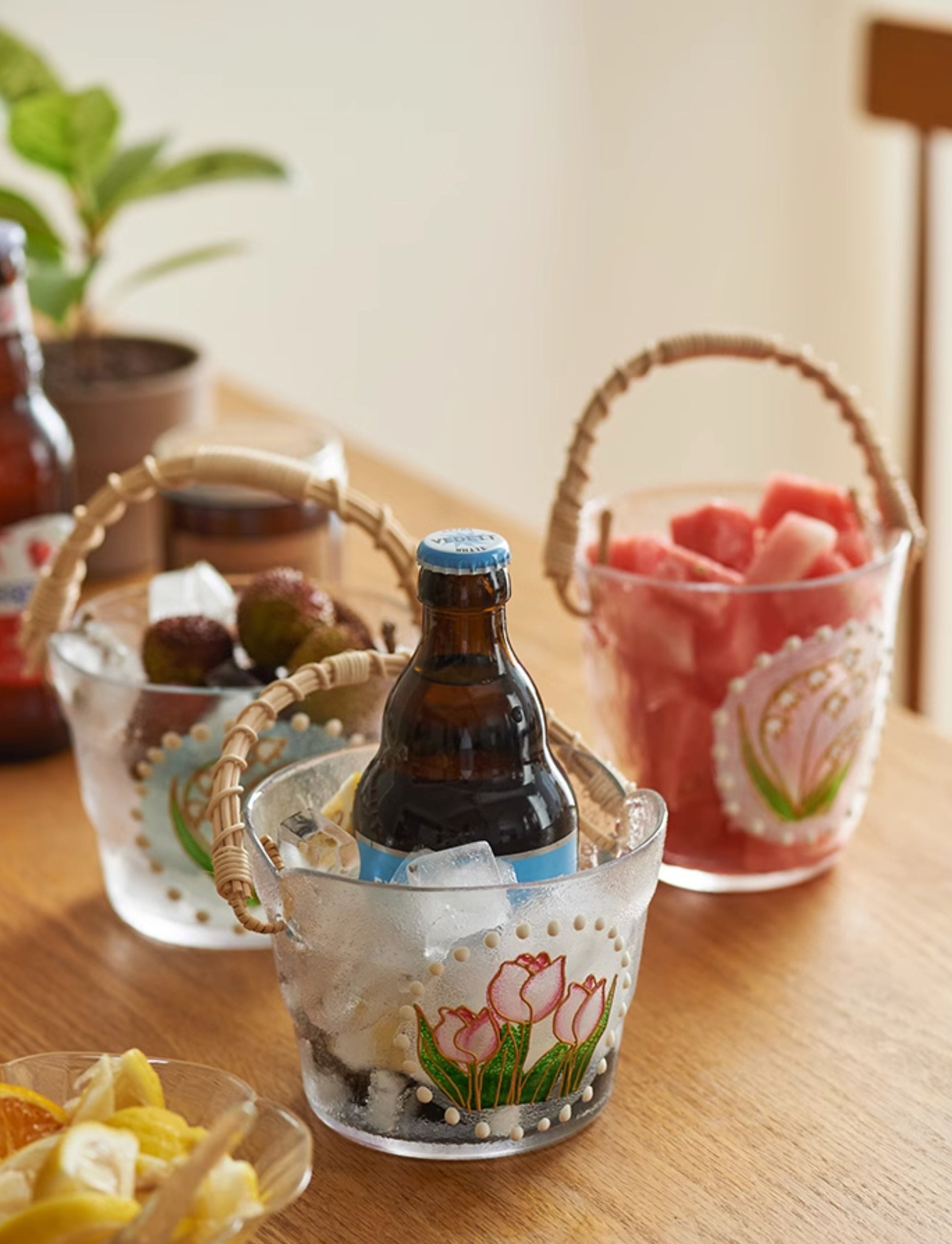 Floral Fruit Basket Ice Beer Bucket for Home Outdoor - PeauleyHome