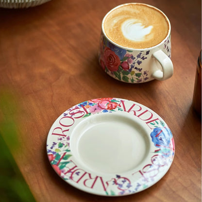 Delicate Floral Ceramic Coffee Mug Set