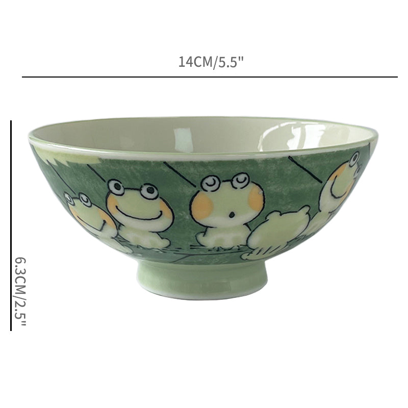 Japan Made Prosperity Animals Ceramic Rice Bowls