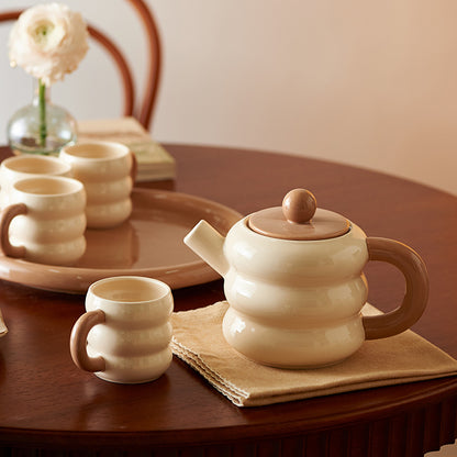 Adorable Ceramic Creamy Style Teapot Mug Set of 6