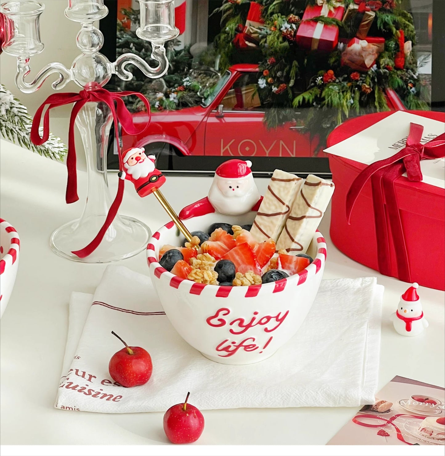 Santa Claus Ceramic Bowl - Underglaze Color Tableware