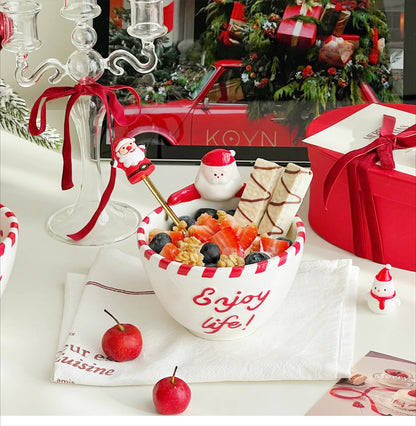 Santa Claus Ceramic Bowl - Underglaze Color Tableware