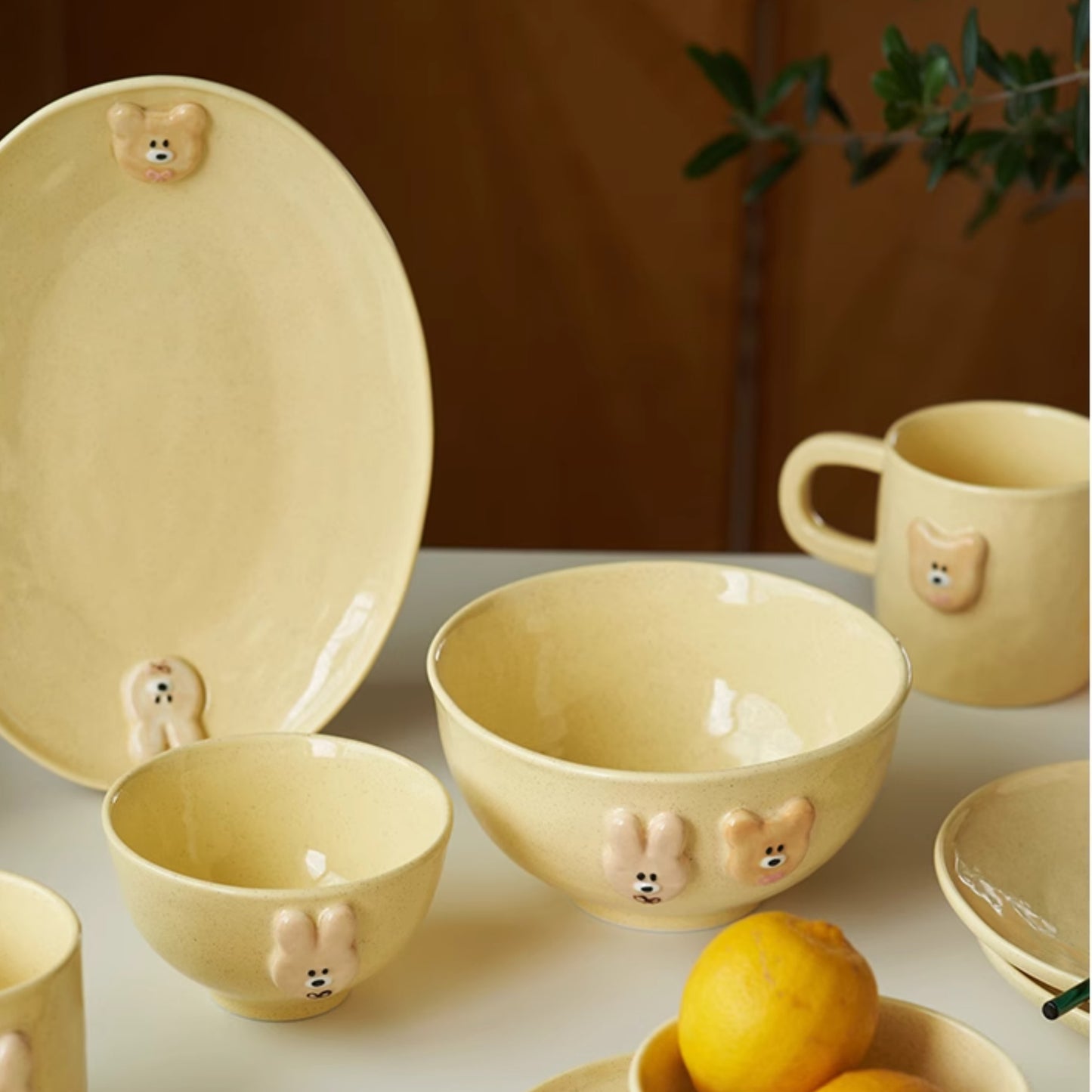 Adorable Yellow Ceramic Bowls Plates Mugs