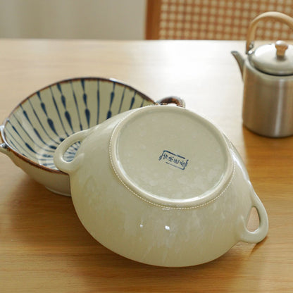 Delicate Japanese Style Ceramic Double-handled Soup Bowl