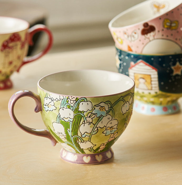 Hand-painted Lovely Cartoon Ceramic Coffee Mugs Tea Cups - PeauleyHome