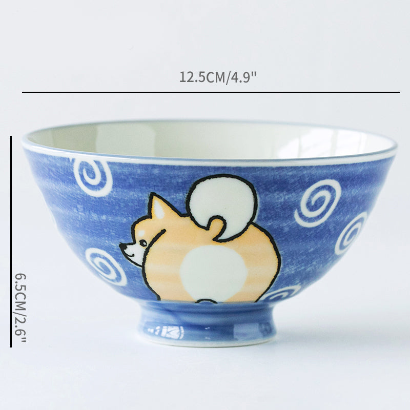 Japan Made Prosperity Animals Ceramic Rice Bowls