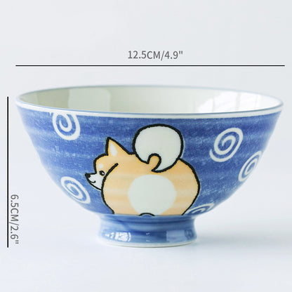 Japan Made Prosperity Animals Ceramic Rice Bowls