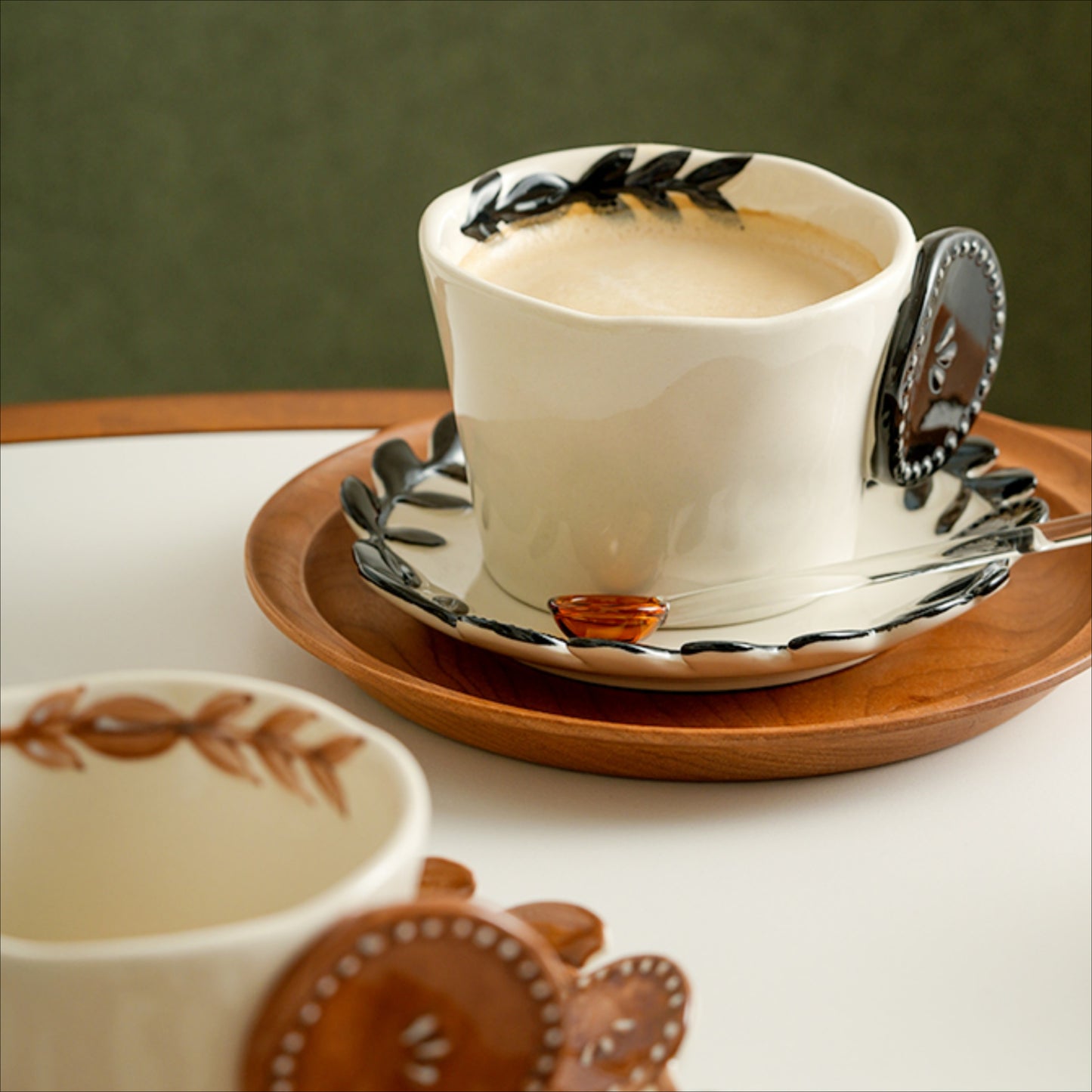 Delicate Ceramic Coffee Mugs and Plates