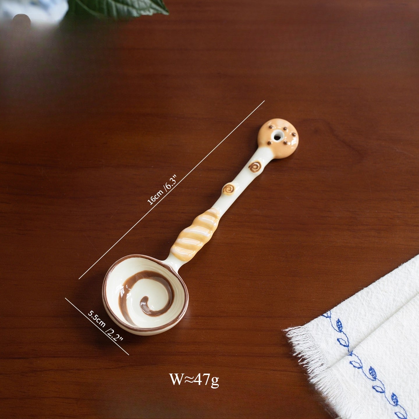 Japanese-style Ceramic Long-handled Soup Spoon