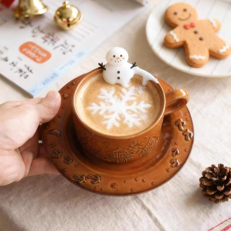 Elegant Christmas Coffee Cup and Saucer Gift Set