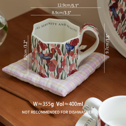 Exquisite Floral Ceramic Coffee Mug Set