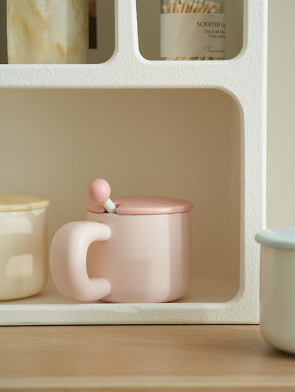 Cute Ceramic Mug with Lids and Spoon for Girls - PeauleyHome