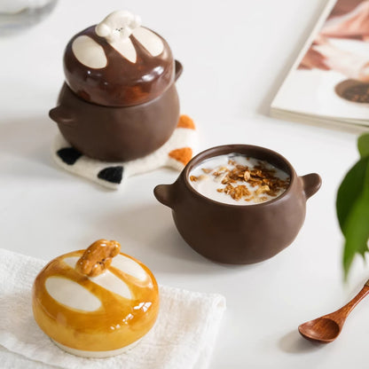 Ceramic Small Moisture-proof  Storage Jars with Doggie Lids