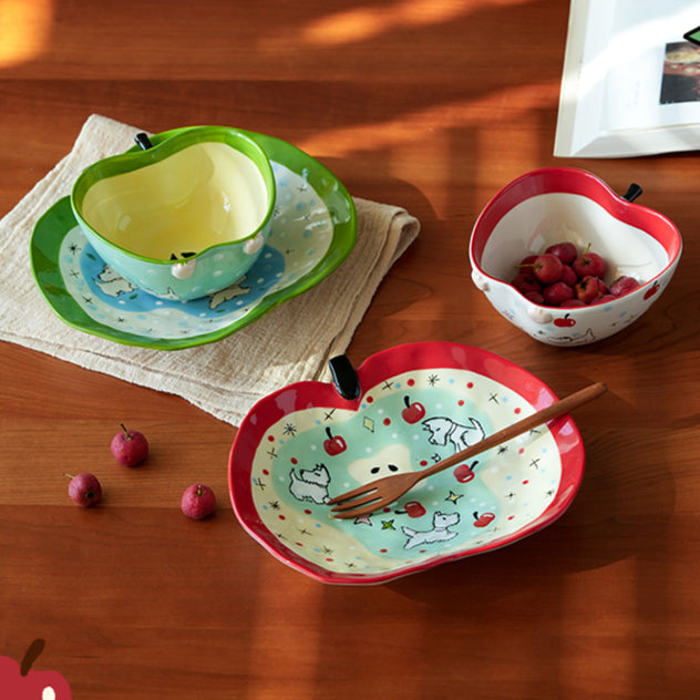 Adorable Underglazed Handpainted Ceramic Bowls Plates