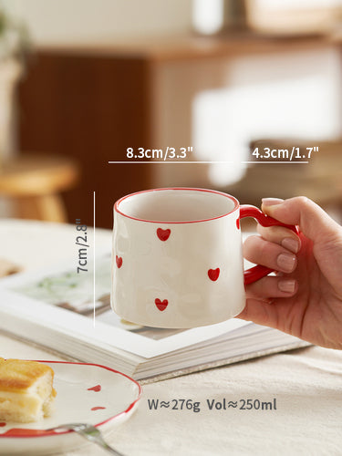 Heart Theme Ceramic Tea Pot Cup Plate Set - PeauleyHome