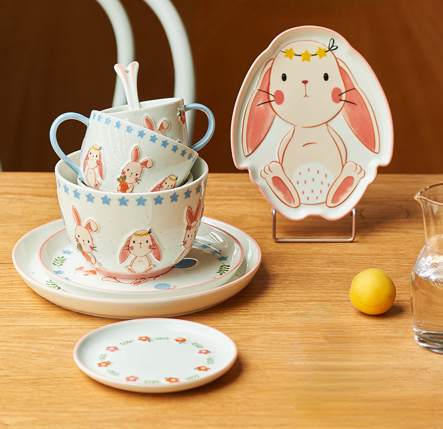 New Arrival Pretty Bunny Ceramic Bowls Plates Mugs Set - PeauleyHome