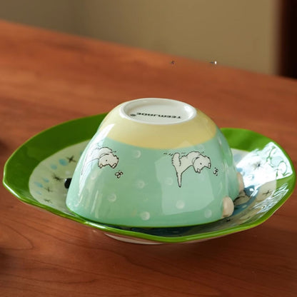 Adorable Underglazed Handpainted Ceramic Bowls Plates