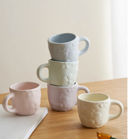 Embossed Floral Mugs for Home and Office - PeauleyHome