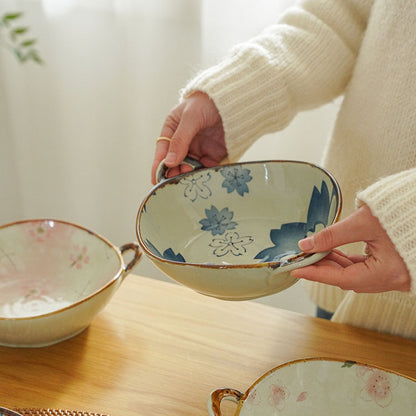 Delicate Japanese Style Ceramic Double-handled Soup Bowl