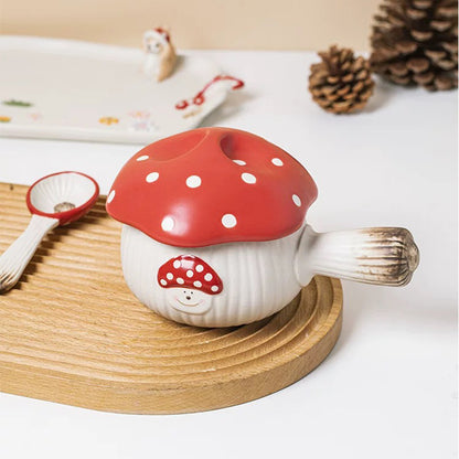 Adorable Mushroom Cartoon Ceramic Tablewares Bowls Plates Mugs Spoon