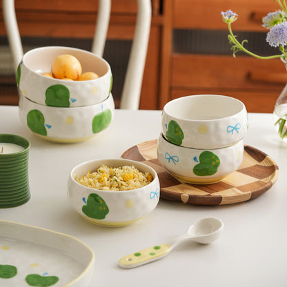 Underglazed Pretty Ceramic Bowls Plates Saucer Set