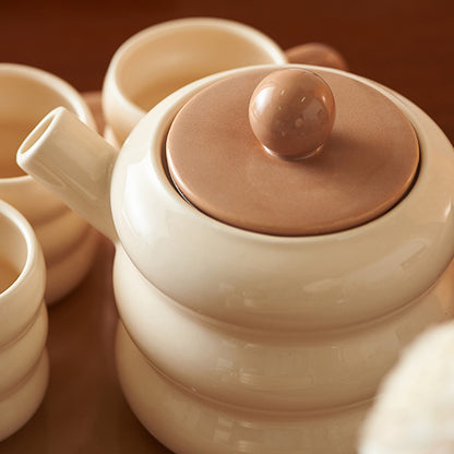 Adorable Ceramic Creamy Style Teapot Mug Set of 6