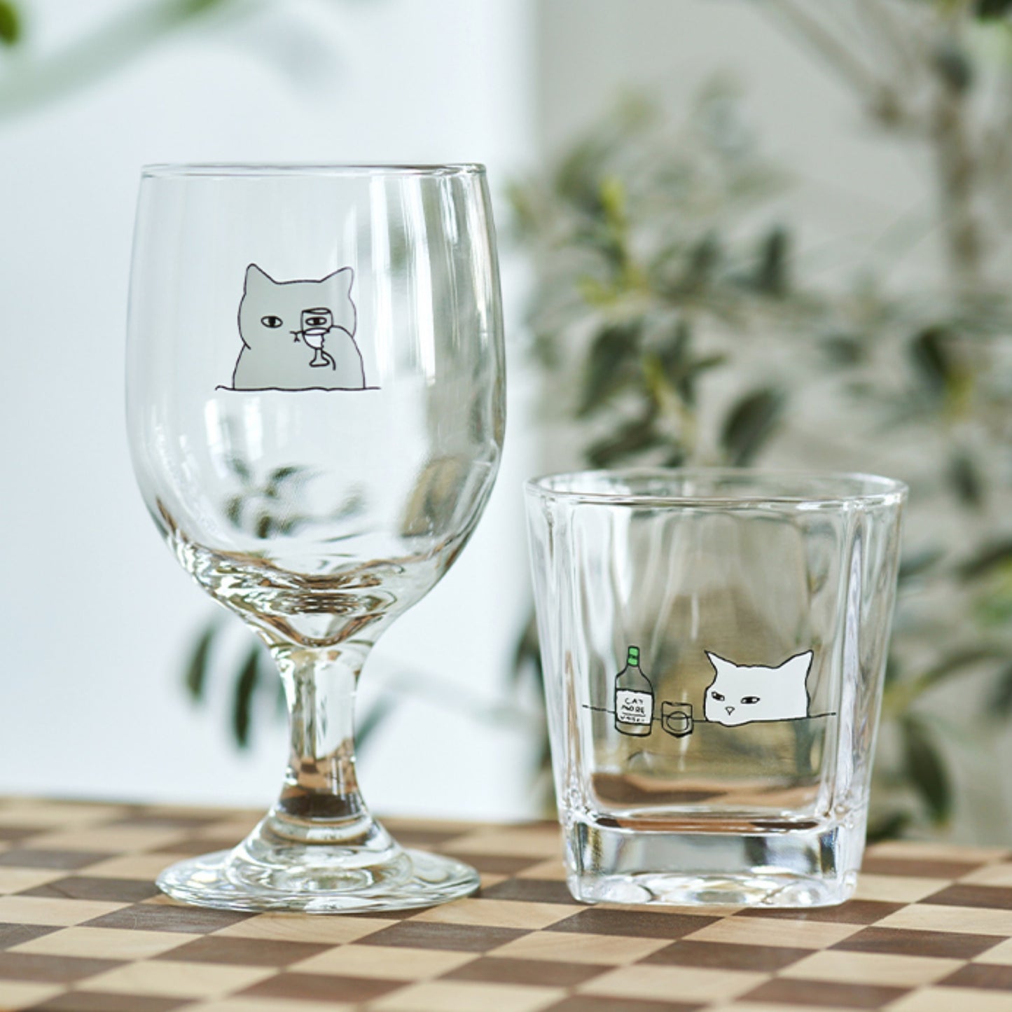 Cat Theme Glass Goblet for Juice or Wine