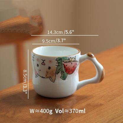 Underglazed Cat-themed Bowls Mugs Set