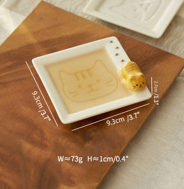 Japanese Cute 3D Cat Saucer Dish Sushi Dessert Plates - PeauleyHome