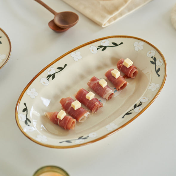 Pretty Floral Ceramic Plates Bowls Set