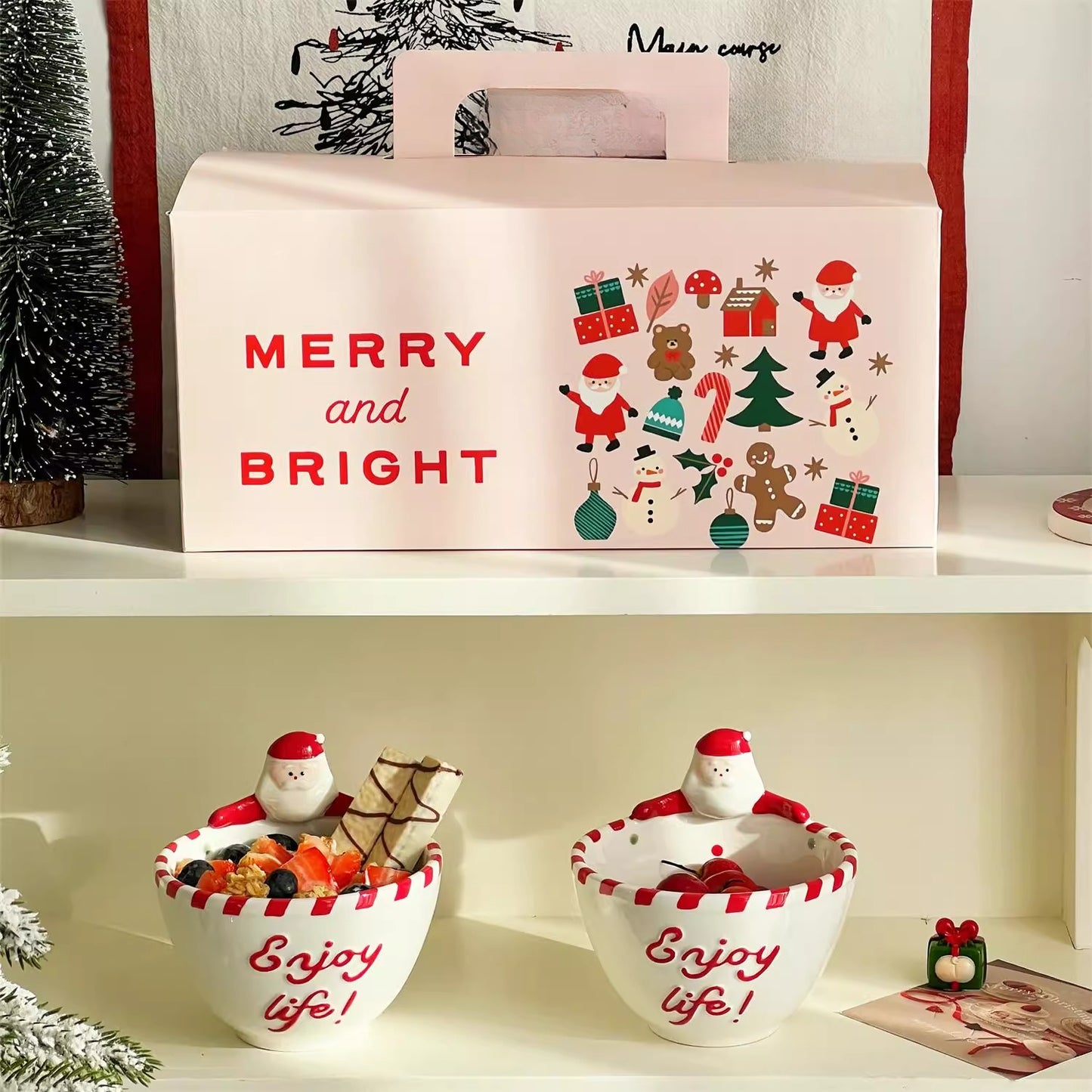 Santa Claus Ceramic Bowl - Underglaze Color Tableware