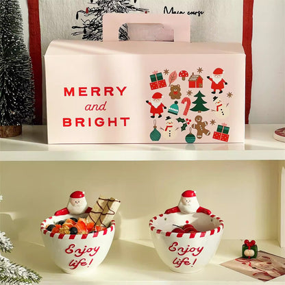 Santa Claus Ceramic Bowl - Underglaze Color Tableware