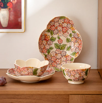 Beautiful Floral Ceramic Bowls Petal Plates - PeauleyHome