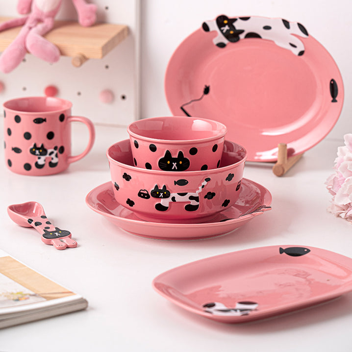 Lovely Cat-themed Bowls Plates Mugs Spoon