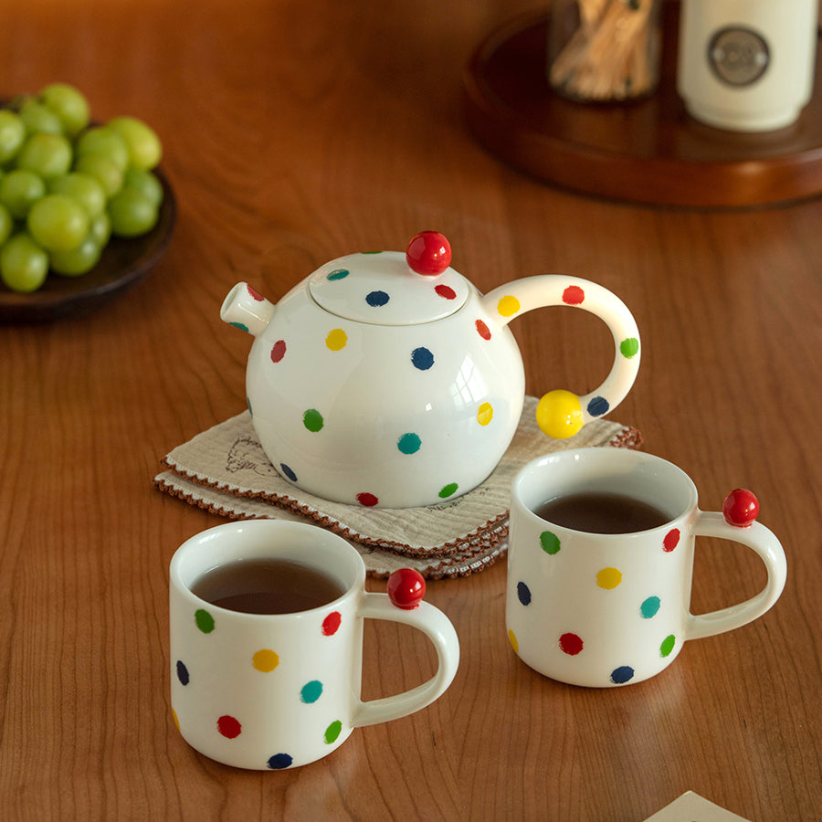 French Ceramic Pots Teapot and Teacups Set